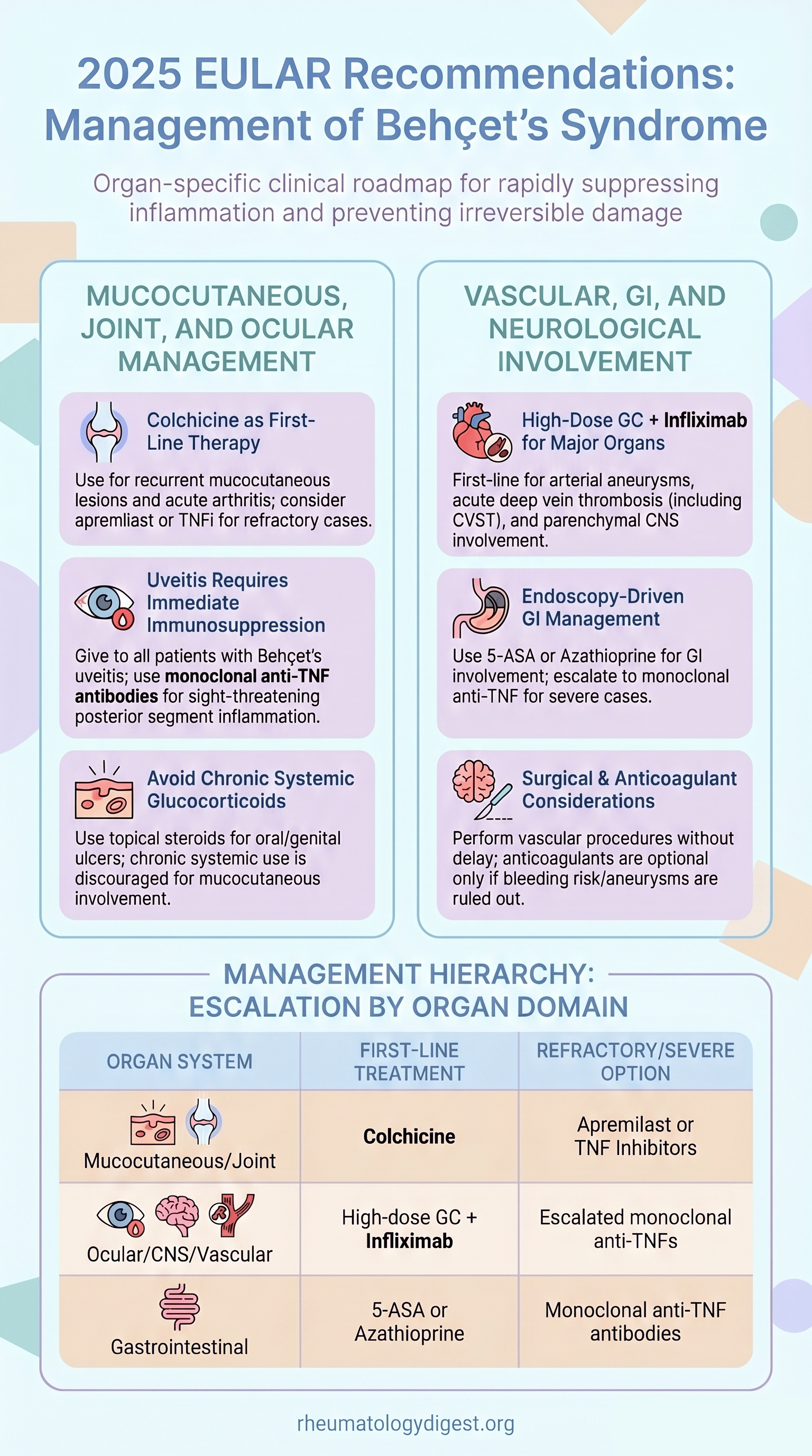 EULAR 2025 Behçet's syndrome management recommendations overview