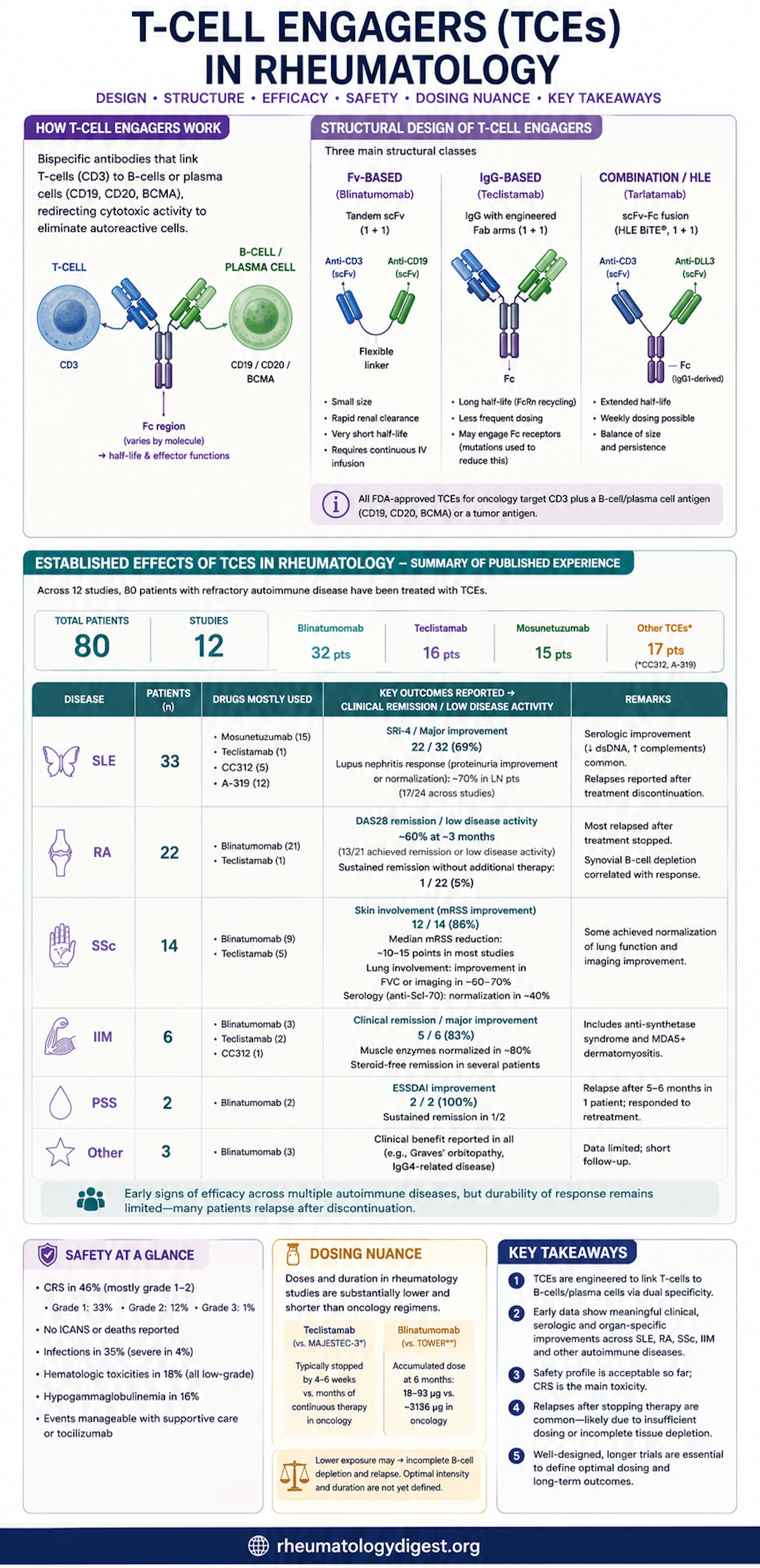 T-cell engagers (bispecific antibodies) in rheumatology — mechanism, targets and dosing
